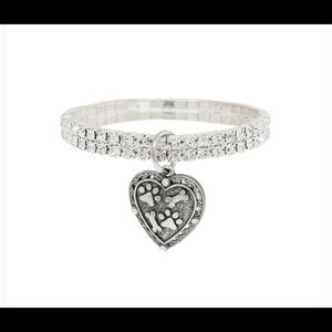 1928 Silver Tone Paws and Bones Stretch Bracelet